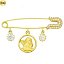  Imperdible de oro de 18K para bebés acabado con circonitas blancas con colgantes Ángel de la Guarda